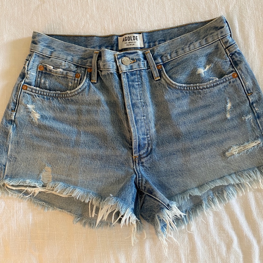 Like new Agolde shorts, size 28, color swamp meet
